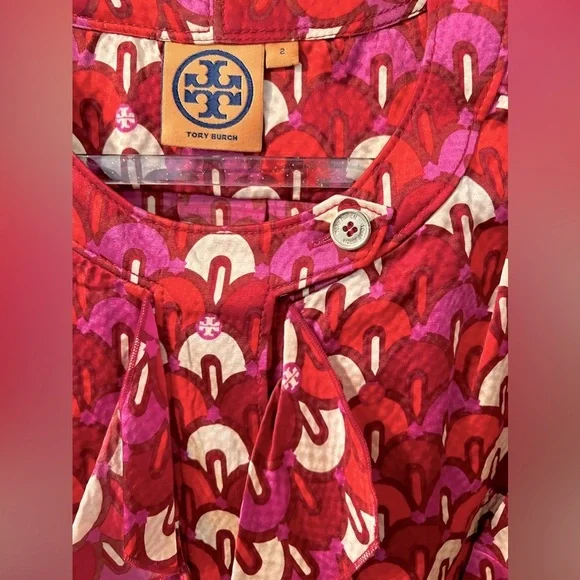 Tory Burch Silk Ruffle Front Blouse Size 2 - Picture 8 of 9
